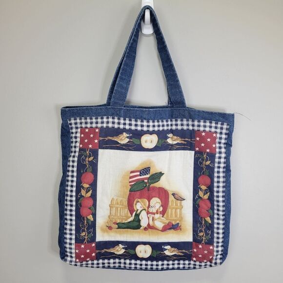 Source Unknown Handbags - Americana Country Dolls Quilted Denim Handcrafted‎ Tote
